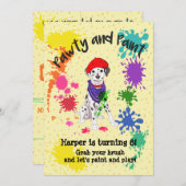 カウトダルマティアンドッグおもしろいアート誕生パーティー招待状 招待状 (正面/裏面)