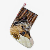 カウトティーカップヨークシャーテリアヨークシャーテリアデジタルアート スモールクリスマスストッキング (正面 (吊り時))