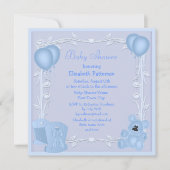 カウトテディベア&クリブブルーベビーシャワー招待状 招待状 (正面)