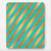 カウトトレンディーモノグラストライプムフェイク金ゴールドグリッター マウスパッド (正面)