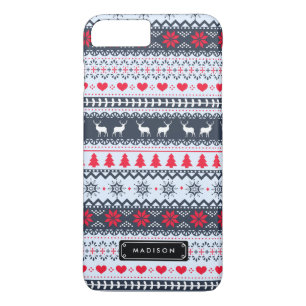 カウトノルディックフォークホリデイズネービーレッドパターンカスタム iPhone 8 PLUS/7 PLUSケース
