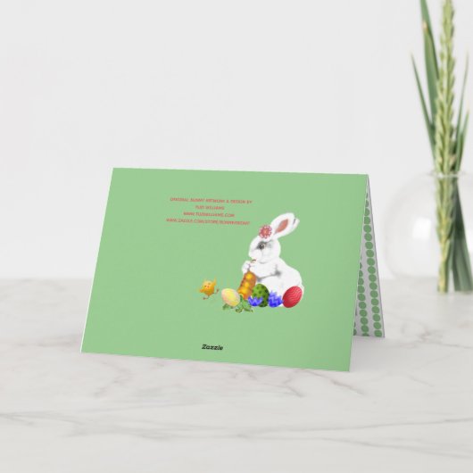 カウトハッピーイースターバニーグリーンチャイルドキッズカスタム シーズンカード (裏面)