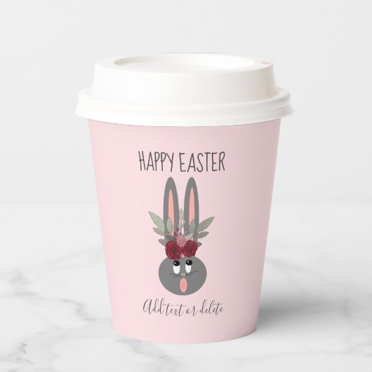 カウトハッピーイースターパーティーピンクバニーカスタム 紙コップ (正面)
