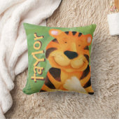 カウトハッピータイガー顔スクエアネーム装飾用クッション クッション (ブランケット)