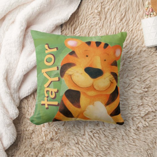 カウトハッピータイガー顔スクエアネーム装飾用クッション クッション (ブランケット)