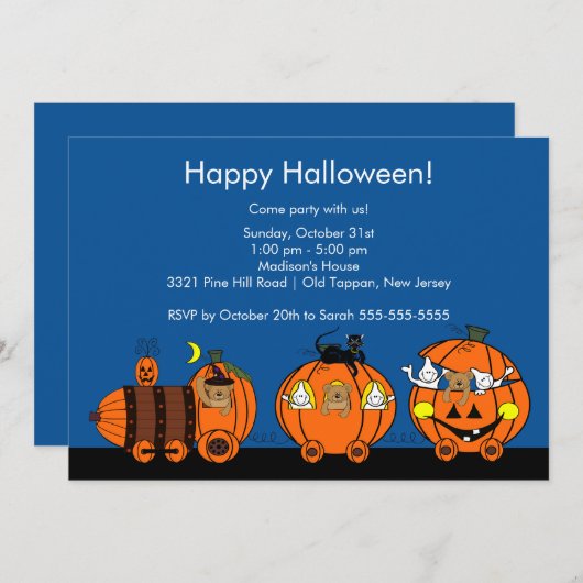 カウトハロウィーン電車子供へパーティの招待状 招待状 (正面/裏面)