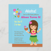カウトハワイフラガールルアウ(ハワイ式宴会)誕生パーティー 招待状 (正面/裏面)