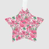 カウトハン絵を描ドピンクフラワーズホワイトデザイン オーナメント (裏面)