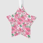 カウトハン絵を描ドピンクフラワーズホワイトデザイン オーナメント (正面)