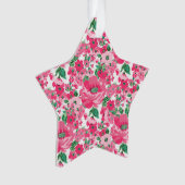 カウトハン絵を描ドピンクフラワーズホワイトデザイン オーナメント (正面)