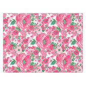 カウトハン絵を描ドピンクフラワーズホワイトデザイン テーブルクロス (正面(横))