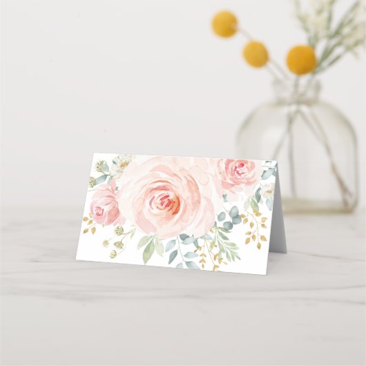 カウトバニーソフト赤面金ゴールド水色フローラ プレイスカード (裏面)