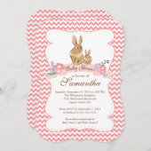 カウトバニーラビットガールベビーシャワー招待状 招待状 (正面/裏面)