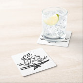 カウトバーズ白黒ラブ結婚バードズ スクエアペーパーコースター (インサイチュ)