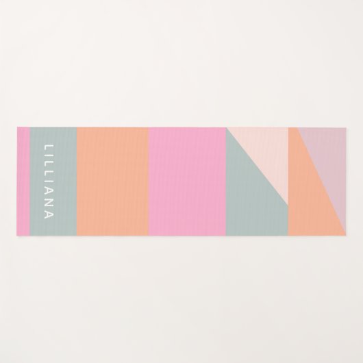 カウトパステルカラーブロックジオメトリパーソナライズされたック ヨガマット (正面(横))