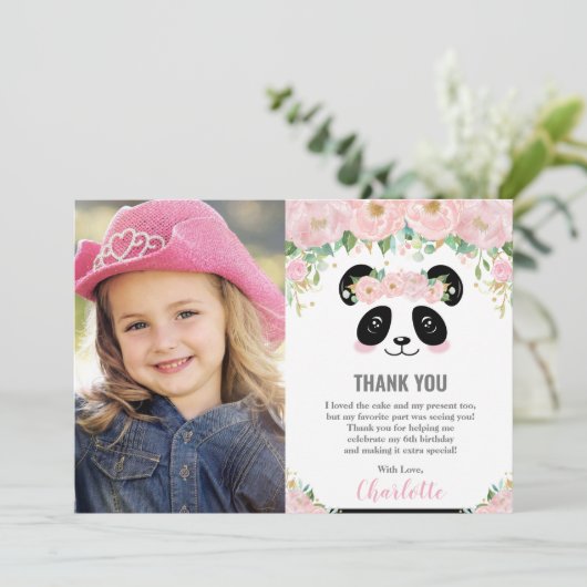 カウトパンダ誕生日パーティー写真サンキューカード 招待状 (スタンド正面)