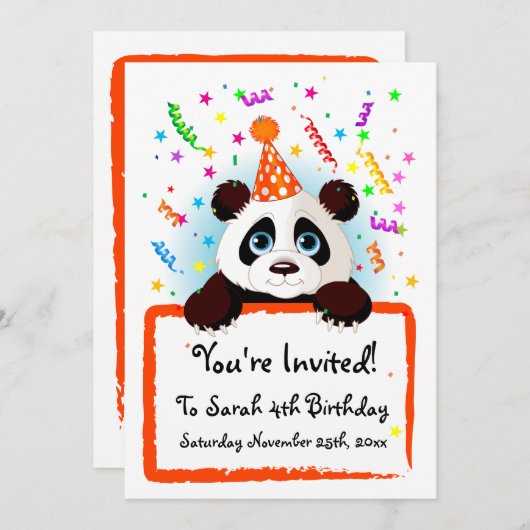 カウトパンダ誕生日招待状 招待状 (正面/裏面)