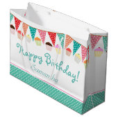 カウトパーティーバンティング&ケーキパーソナライズされたス誕生日 ラージペーパーバッグ (正面アングル)