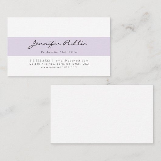 カウトパープルホワイトシンプルミニモダンマリストプレーン 名刺 (正面/裏面)