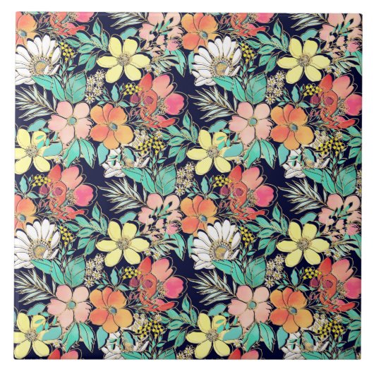 カウトピンガーリークフローラゴールデンストロークスデザイン タイル (正面)