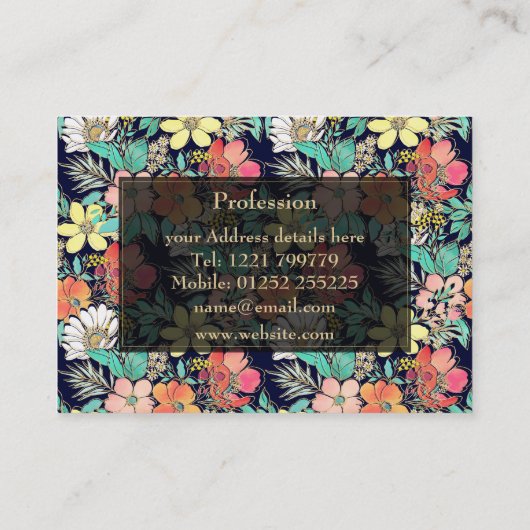 カウトピンガーリークフローラゴールデンストロークスデザイン 名刺 (裏面)