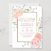 カウトピンクアクアレル開花春ブライダルシャワー マグネット招待状 (正面)