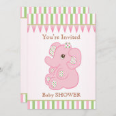 カウトピンクエレファントガールベビーシャワー招待状 招待状 (正面/裏面)