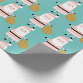 カウトピンククリスマスサンタパお洒落ターンティール（緑がかった色） ラッピングペーパー (角)