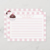 カウトピンクチェックカップケーキレシピカード ポストカード (正面/裏面)