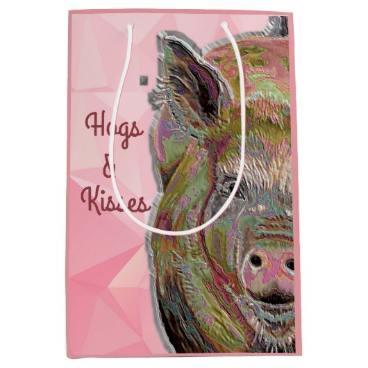 カウトピンクピギーホグズアンドキスパステルスケッチ ミディアムペーパーバッグ (正面)