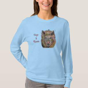 カウトピンクピギーホグズアンドキスパステルスケッチ Tシャツ