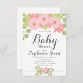 カウトピンクフローラベビーシャワー招待状 招待状 (正面/裏面)