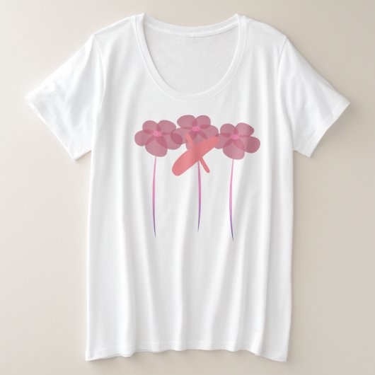 カウトピンクフローラ プラスサイズTシャツ (デザイン正面)