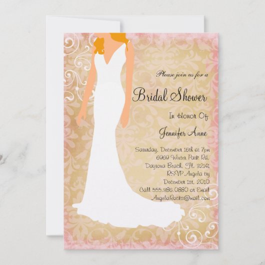 カウトピンクブライダルシャワー招待状 招待状 (正面)