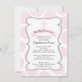 カウトピンク水玉模様クロスコミュニオン招待状 招待状 (正面)