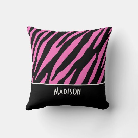 カウトピンク&ブラックゼブラストライプ クッション (裏面)