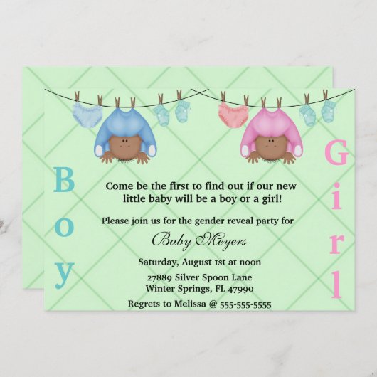 カウトピンク&ブルージェンダーリビールパーティの招待状 招待状 (正面/裏面)