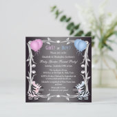 カウトピンク&ブルーゼブラスベビージェンダーリビールシャワー 招待状 (スタンド正面)