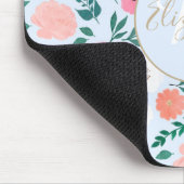 カウトピンク&ホワイトフローラ絵を描淡色デザイン マウスパッド (コーナー)