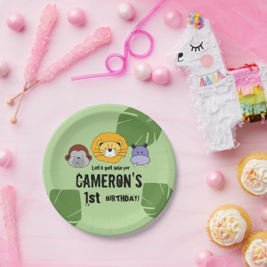 カウトファースト誕生日ジャングルサファリアニマルテーマ ペーパープレート (パーティー)