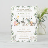 カウトファームアニマルズ納屋周囲の庭グリーンリー第6誕生日  招待状 (スタンド正面)