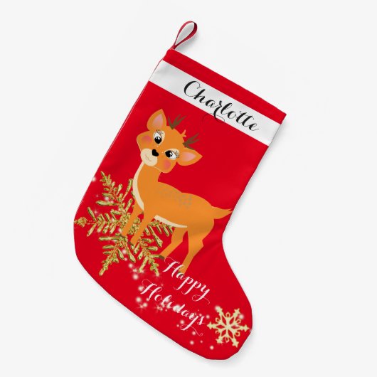 カウトフェスティバルベビートナカイ スモールクリスマスストッキング (正面 (吊り時))