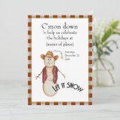 カウトフォークアートカウボーイ雪だるまクリスマス 招待状 (スタンド正面)