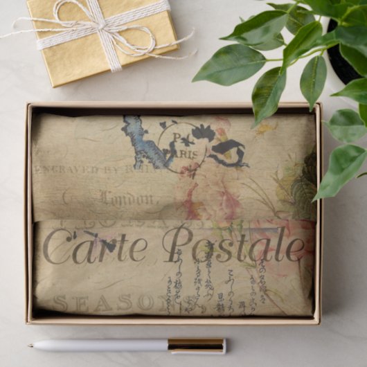 カウトフクロウピンクローフランスのズエフェメラデコパージュティス 薄葉紙 (ギフト)