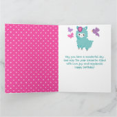 カウトフローラ春ティール（緑がかった色）ラマ&レインボー誕生日 カード (内部)