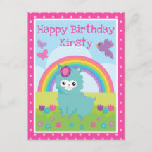 カウトフローラ春ティール（緑がかった色）ラマ&レインボー誕生日