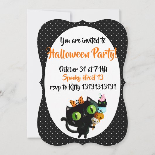 カウトブラックキャットハローウィンパーティ招待状 招待状 (裏面)