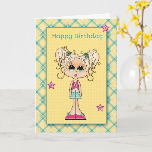 カウトブロンド10代のハッピーバースデー カード (黄色い花)