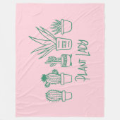 カウトプラントレディサおもしろいクタス引用文インピンクグリーン フリースブランケット (正面)
