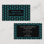 カウトプロフェッショナルドッグウォーカーブラックティール(緑がかった色)ポープリント 名刺 (正面/裏面)